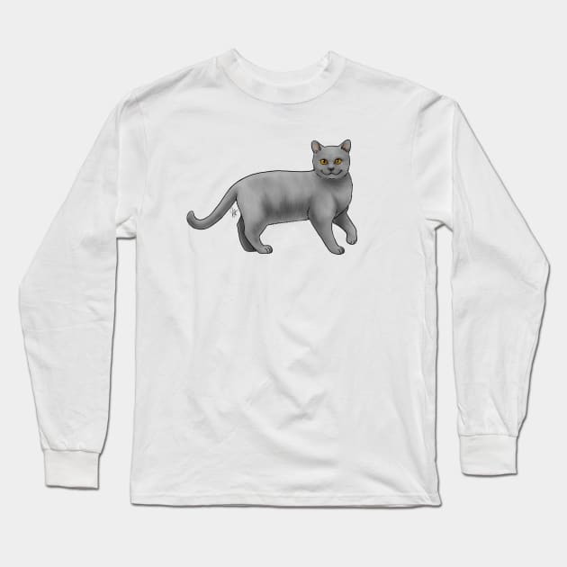 Cat - Chartreaux - Blue Long Sleeve T-Shirt by Jen's Dogs Custom Gifts and Designs